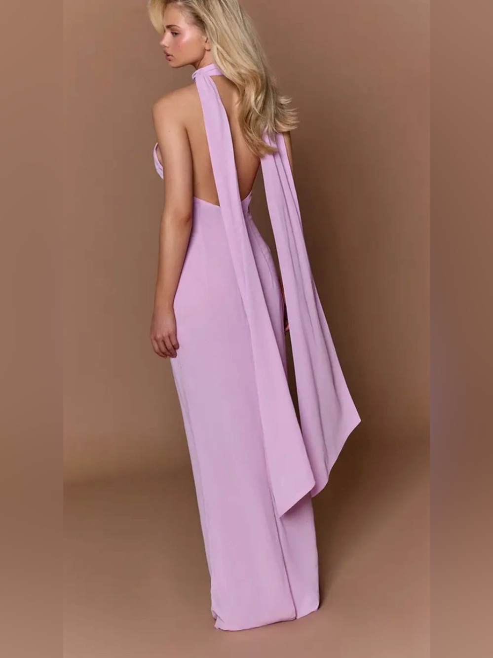 PrettyLittleThing LILAC CHIFFON HALTERNECK MAXI DRESS